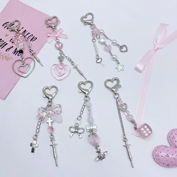 Pink creative keychain personality everything love buckle chain cute bestie backpack hanging ornaments