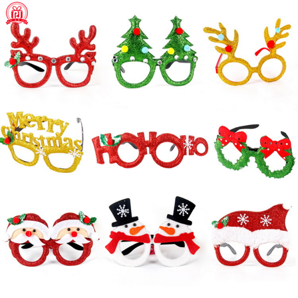 2024 New Design Christmas Party Glasses for Christmas Decoration, Santa Hats Snowman Glasses Frame Xmas Party Decorations