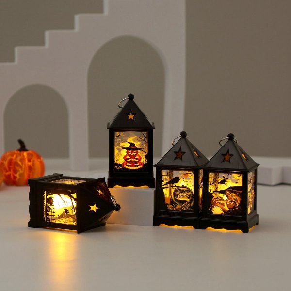 Halloween Portable LED Lantern Creative Jack-o-lantern Night Light Festive Atmosphere Plastic Decorative Ornaments