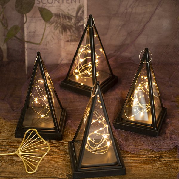 Flameless LED Candle Plastic Triangle Candle Customizable Light String Lamp Head Home Decor Festival Christmas Ornament