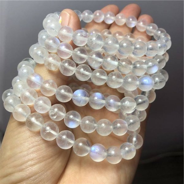 Fast shipping Natural 8mm 10mm 12mm Blue Moonstone ball bracelet crystal stone female fashion ornament