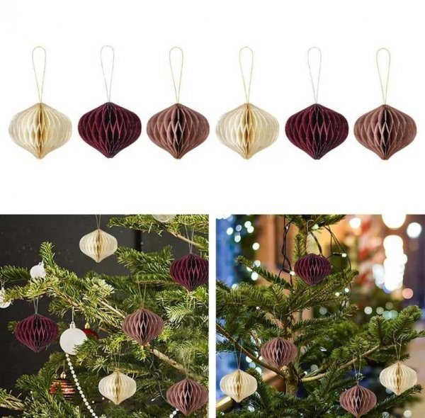 Christmas Indoor Hanging  Glitter Egde Paper Honeycomb Decoration