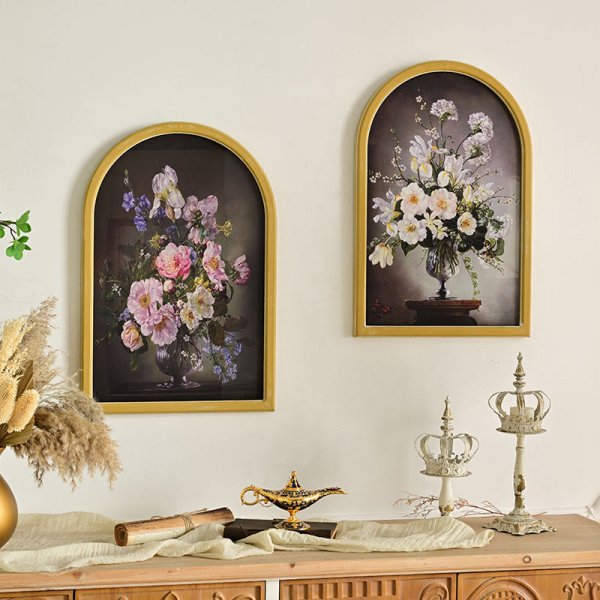 INNOVA Home living room decor flower design arch shape wooden wall hanging art panels