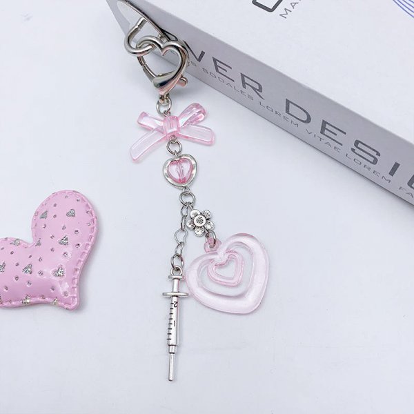 Pink creative keychain personality everything love buckle chain cute bestie backpack hanging ornaments