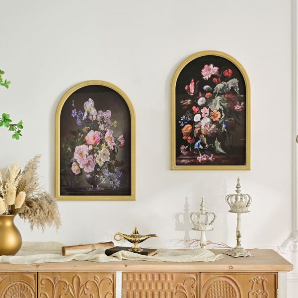 INNOVA Home living room decor flower design arch shape wooden wall hanging art panels