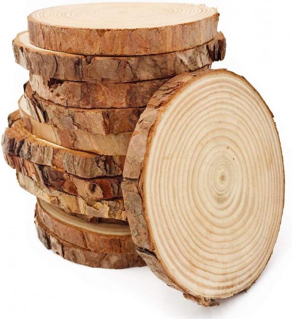 2024 Promotional Unfinished Wood Circles Wood Rounds Natural Wood Slice Centerpieces for Christmas Ornaments and Wedding Decor