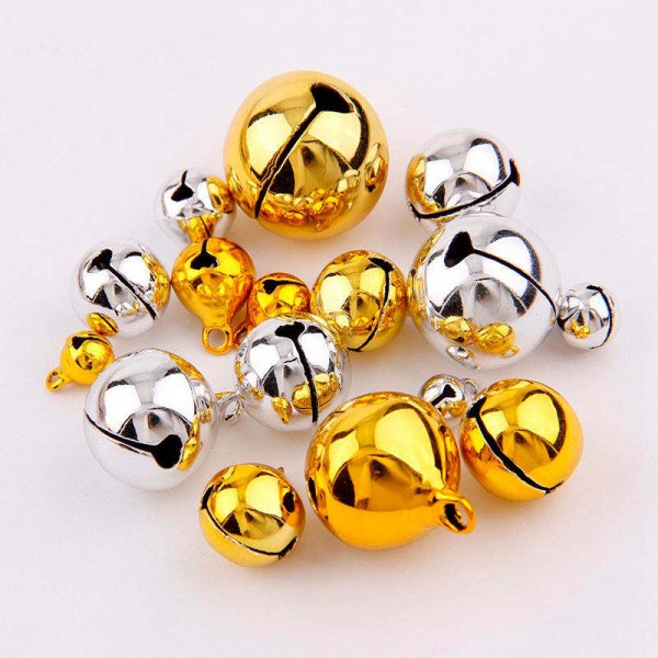 5mm-34mm Christmas Decorations Bell Holiday Supplies Mixed Color Metal Silver DIY Handmade Bell for Christmas Party