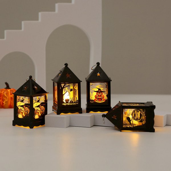 Halloween Portable LED Lantern Creative Jack-o-lantern Night Light Festive Atmosphere Plastic Decorative Ornaments