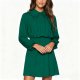 Women's Emerald Green Ruffled Collar Shirt Dress - Long Sleeve Button-Front Mini Dress