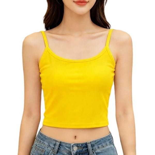 Yellow Spaghetti Strap Crop Cami Top