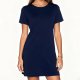 Women's Navy Blue Short Sleeve T-Shirt Dress - Casual Everyday Mini Dress