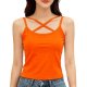 Orange Crisscross Back Spaghetti Strap Crop Cami